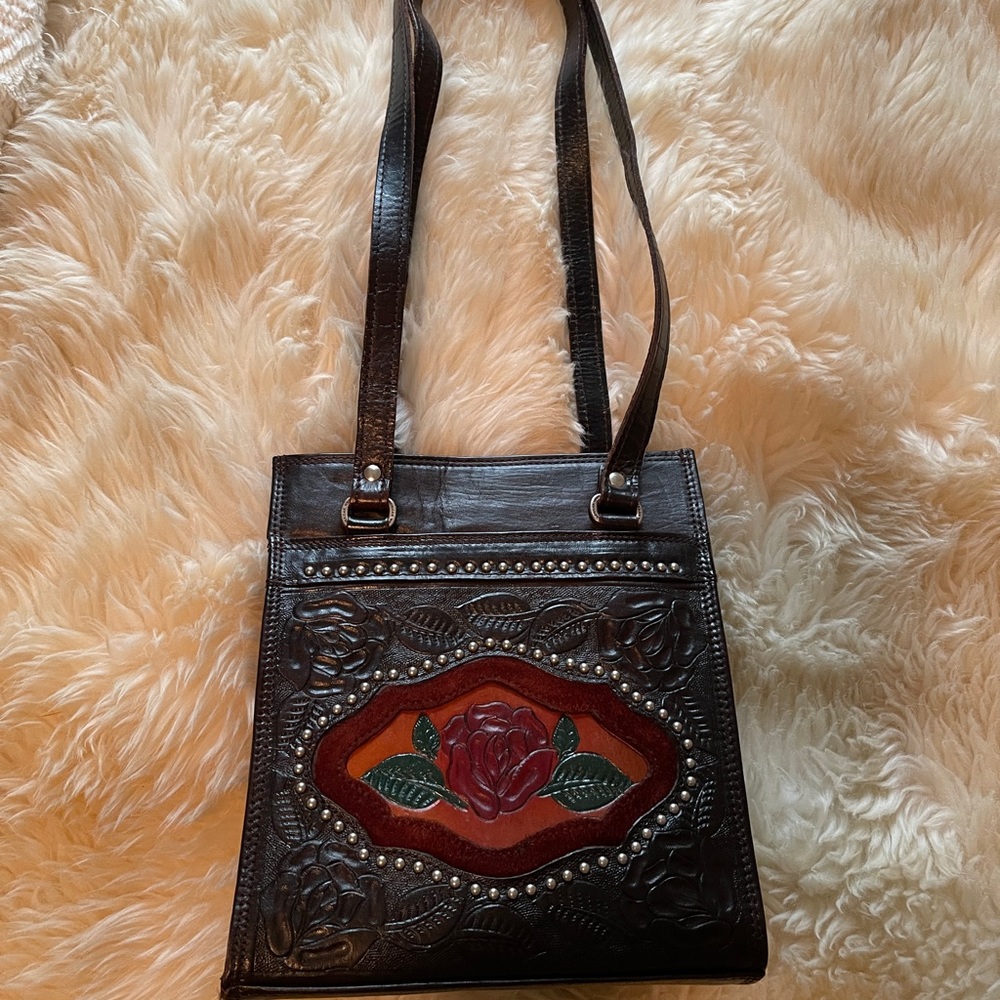 American West Hand-Tooled Leather Bag